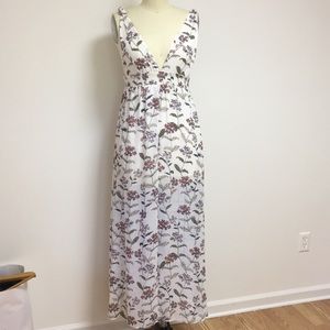 Forever 21 floral maxi dress M v-neck cover-up